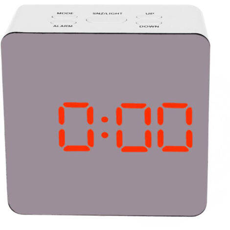 Horloge murale numérique multifonctionnelle avec miroir en plastique, lampe LED, thermomètre et réveil
