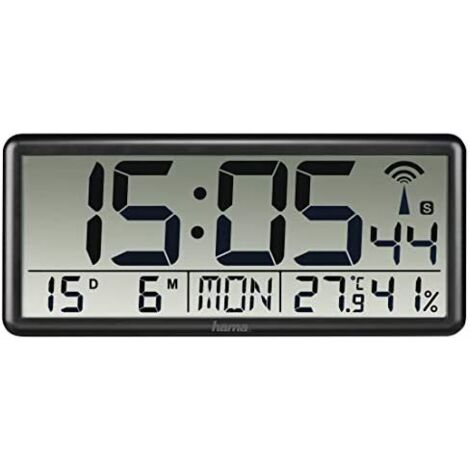 Horloge murale numérique radiocommandée Hama Jumbo Noir
