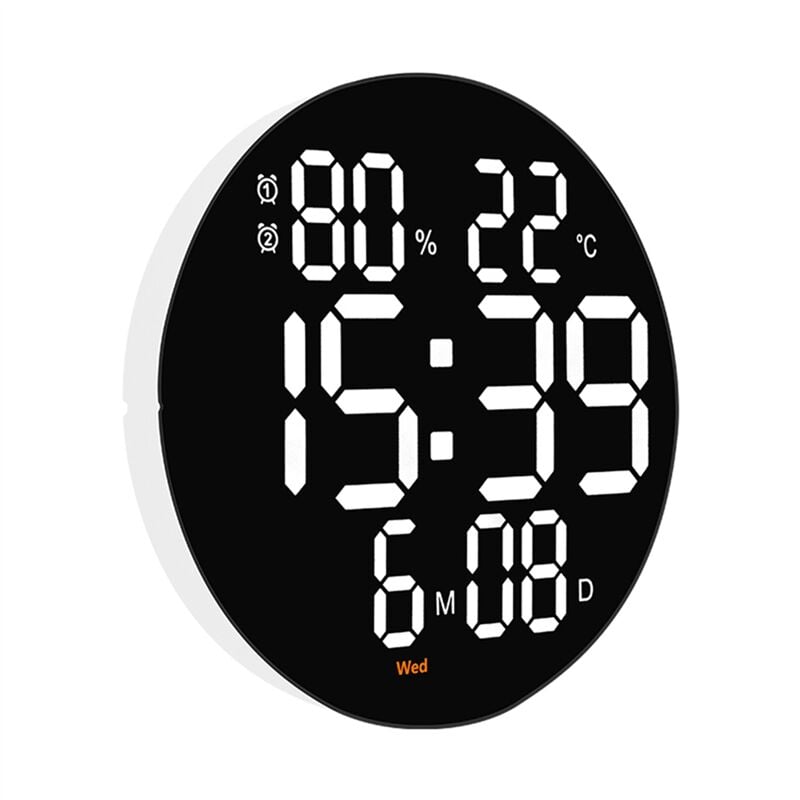 Horloge Murale NuméRique 10 Pouces avec TéLéCommande TempéRature Humidité Date Semaine Horloge de Table à Gradation Automatique pour Salon d