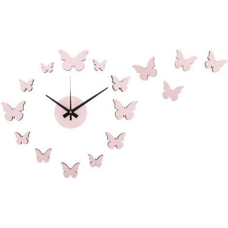 Horloge murale pastel DIY Butterfly Rose pâle