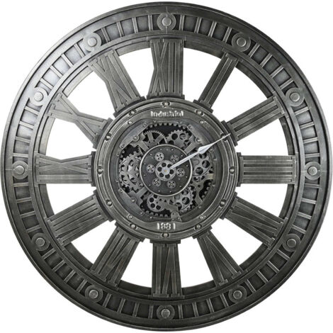 Horloge murale patère style industriel argenté élégant - Argenté industriel