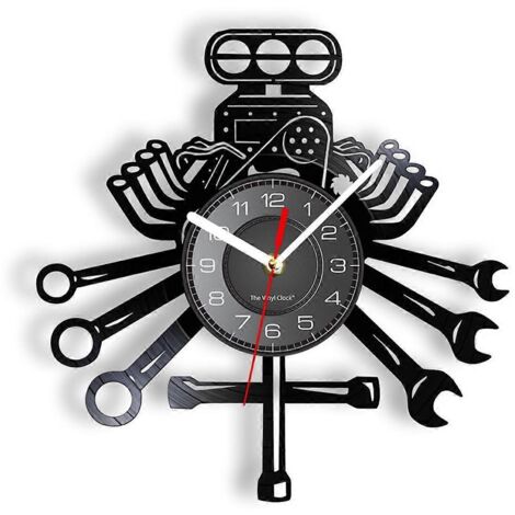 Horloge murale personnalisée avec outils de réparation automobile et lumières LED, prise américaine.