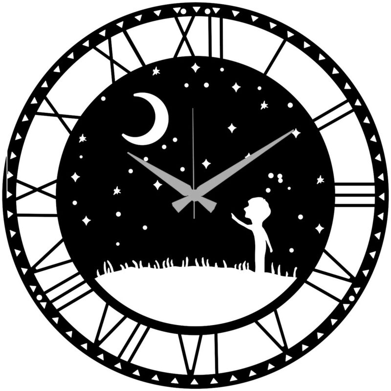 Epikasa - Horloge Murale Petit Prince, Métal, Noir, 40x0,15x40 cm cm