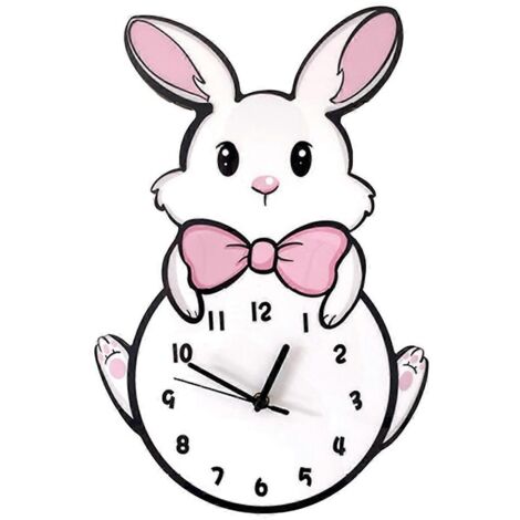 Horloge murale pour enfants à piles, horloge murale silencieuse avec chat (sans tic-tac)