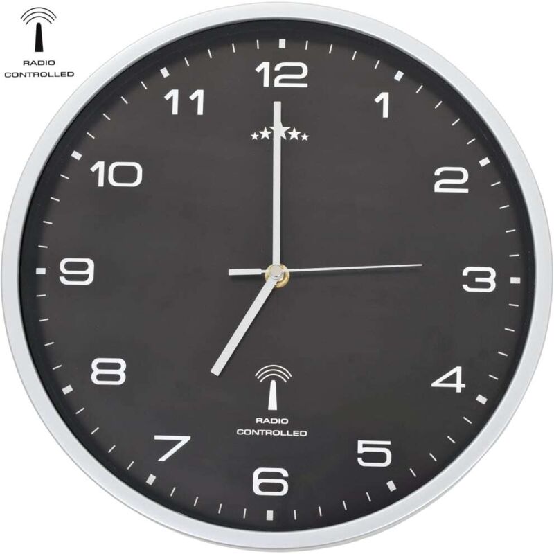 Vidaxl - Horloge murale radioguidée avec mouvement à quartz 31 cm Noir