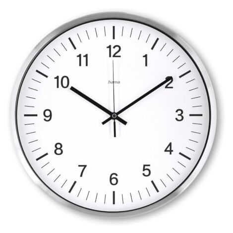 HORLOGE MURALE RADIOPILOTÃ©E DCF ''JAVA'', Ã˜ 35 CM, ARGENTÃ© HAMA