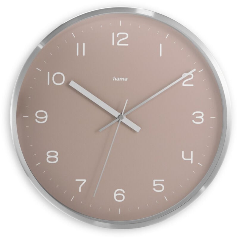 Horloge Murale Radiopilotée ''Fidji'', Sans Tic-Tac, Ø 30 Cm, Aluminium Hama