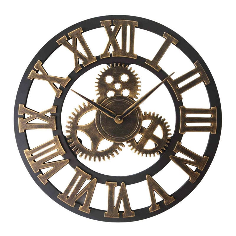 Horloge murale rétro créative horloge murale de mode horloge murale de salon engrenage décoratif (12 pouces)