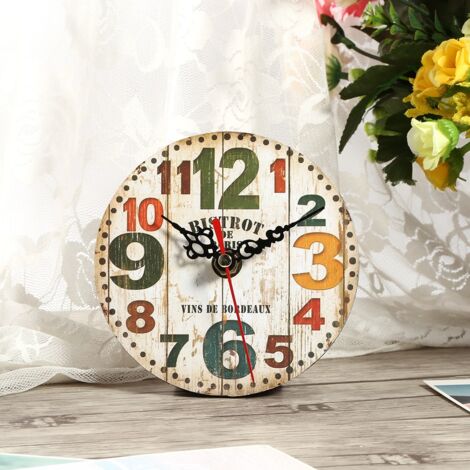Horloge Murale Rétro en Bois Style Vintage, Décoration pour Maison et Bureau (3)