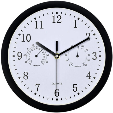 Horloge murale rétro silencieuse avec hygromètre intégré -Convient aux écoles, jardins, espaces intérieurs et extérieurs, terrasses