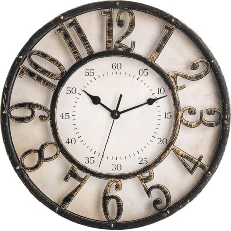 Horloge Murale Ronde - 30 Cm - Mouvement Quartz Silencieux Sans Tic-Tac - Chiffres Arabes en Relief - Pour Salon Cuisine Bureau