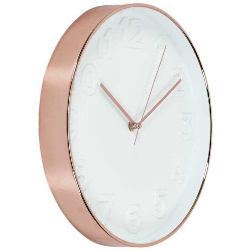 The Home Deco Factory - Horloge ronde cuivrée et blanche 30.5 cm - Blanc