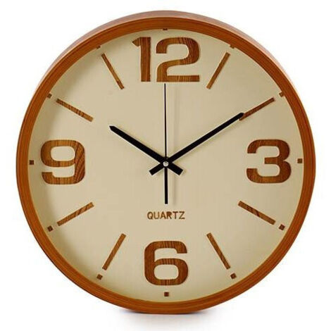 Horloge Murale Ronde Effet Bois - 40cm