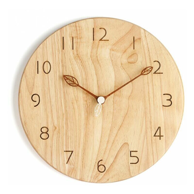 Horloge Murale Ronde Vintage En Bois De Silencieuse Et Sans Tic-tac, Facile à Lire, Pour La Maison/Le Bureau