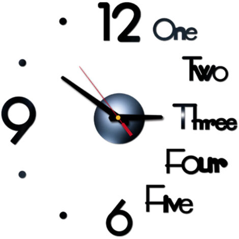 Horloge Murale Sans Cadre DIY Acrylic Miré 40cm Mute Gold/Silvery/Red/Black Inclus 1 Pièce