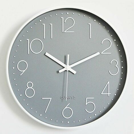 Horloge murale sans tic-tac, horloge murale ronde de 30 cm, horloge murale à quartz moderne, grande horloge murale décorative, horloge murale pour enfants, horloge murale de cuisine, adaptée au salon,
