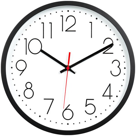 Horloge murale sans tic-tac silencieux rond silencieux moderne décoration pour cuisine bureau maison école café restaurant, 30 cm