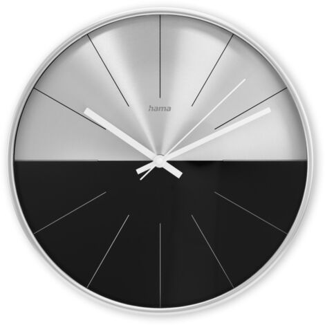 HORLOGE MURALE ''SARDAIGNE'', SILENCIEUSE, ANALOG., Ø 30 CM, NOIRE/ARGT HAMA