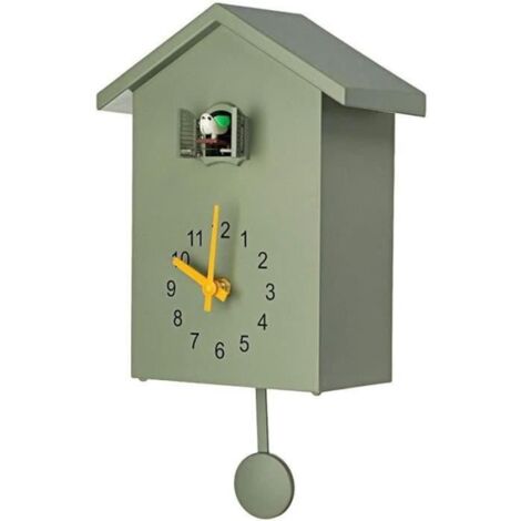 Horloge murale scandinave, coucou à la fenêtre, petite horloge à oiseaux pour usage domestique.