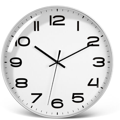 Horloge Murale Silencieuse 12 Pouces - Mouvement Quartz Écologique, Cadre Blanc pour Bureau et Chambre, Durable et Sans Odeur