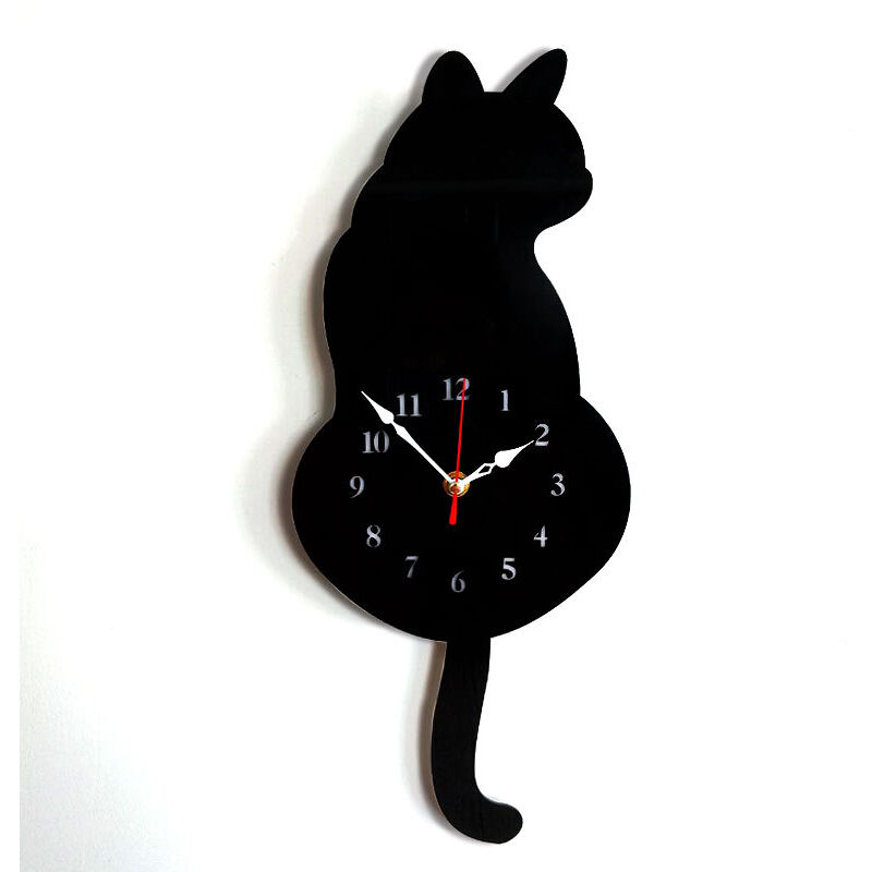 Fei Yu - Horloge murale silencieuse à queue de chat créative et tendance