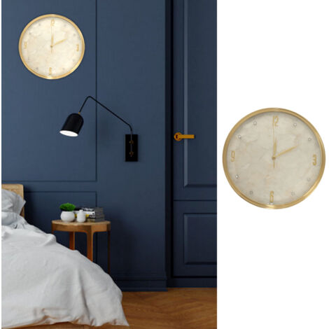 Horloge Murale Silencieuse Cadre Cuivre Plateau Coquillage 35cm 2kg JY83030E