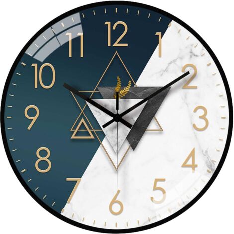 Horloge Murale silencieuse de 30 cm, sans tic-tac, horloges pour décoration de Salon, horloges murales Rondes Modernes en Verre, fonctionnant à Piles