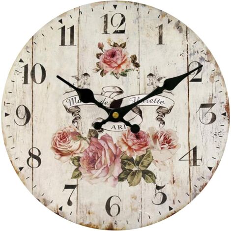 HYY AR Horloge murale silencieuse de style vintage - Diamètre de 34 cm (14 po)