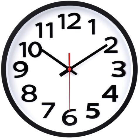 Horloge murale silencieuse, grands chiffres 3D - 30 cm - design moderne en béton - sans tic-tac.
