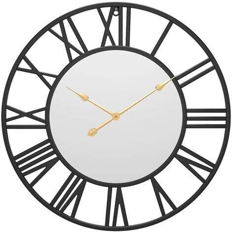 Horloge Murale silencieuse, Horloge Vintage de Ferme européenne  avec Chiffres Romains, Horloge décorative Squelette en métal à Piles sans coutil de 40 cm pour la Cuisine à la Maison (Noir)