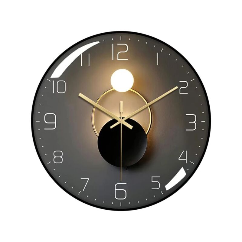 Horloge murale silencieuse moderne, 30 cm de diamètre, quartz (noir) Horloge murale silencieuse
