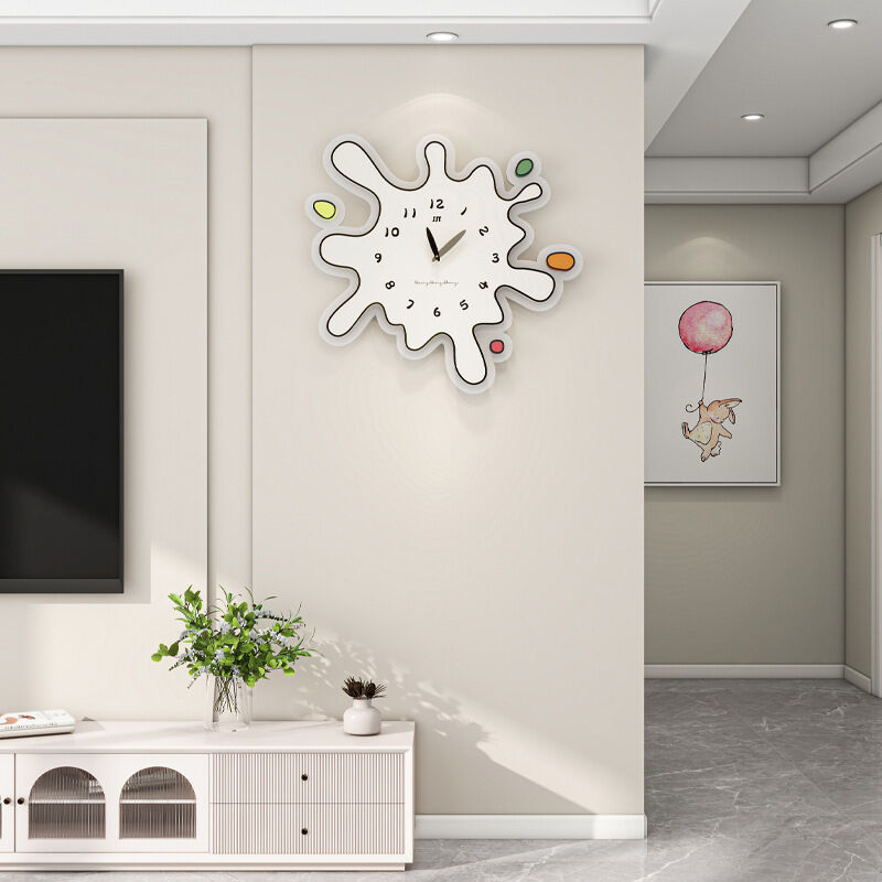 Horloge murale silencieuse moderne et minimaliste à encre blanche (avec support en plastique),32X30CM