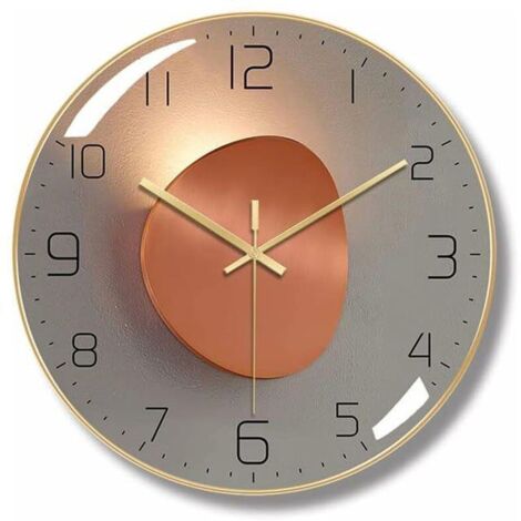 Horloge murale silencieuse moderne, horloge murale numérique de 30 cm, horloge murale à quartz numérique ronde pour salon (or)