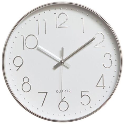 Horloge Murale Silencieuse Moderne, Horloge Murale Pour Chambre Cuisine Salon - Argent - 30cm