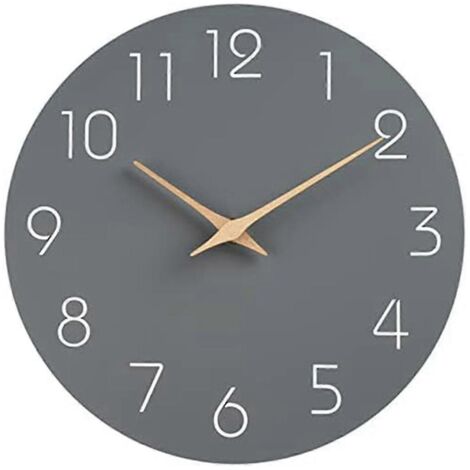 Horloge murale silencieuse (sans tic-tac) à piles - Horloge décorative moderne et simple en bois