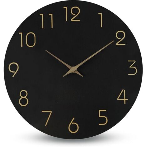 Horloge Murale silencieuse sans tic-tac décorative pour Cuisine, Chambre, Salle de Bain, Bureau, Salon, Fonctionne avec Piles – 30,4 cm en Bois Moderne Simple