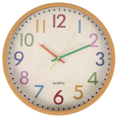 Horloge murale silencieuse sans tic-tac pour enfants, horloge décorative colorée à piles pour chambre d'enfant, crèche, école, salle de classe