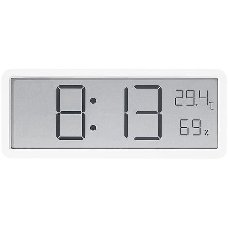 Horloge murale simple à grand écran, pour salon, avec affichage de la température et de l'humidité, usage domestique - blanche