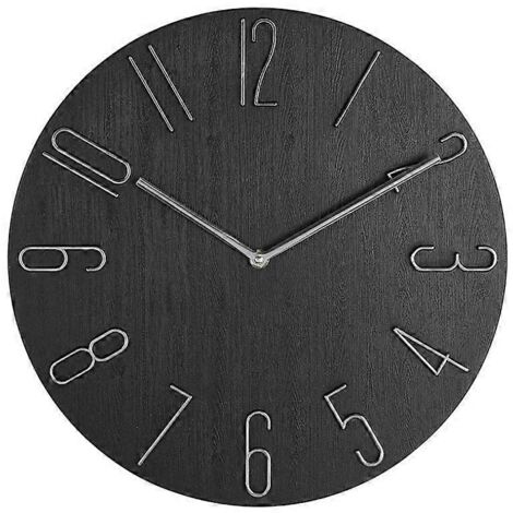 Horloge murale simple de 30 cm (12 pouces) pour salon, chambre à coucher - Noir