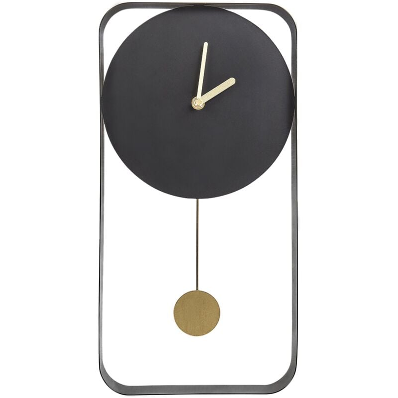 Horloge Murale Suspendue 21 x 40 cm Design Moderne Minimaliste avec Pendule Sans Chiffres Acier Noir Servoz