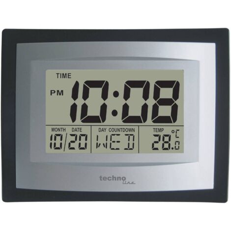 Horloge murale Techno Line WS 8004 à quartz 22 cm x 17 cm x 3.5 cm argent, noir