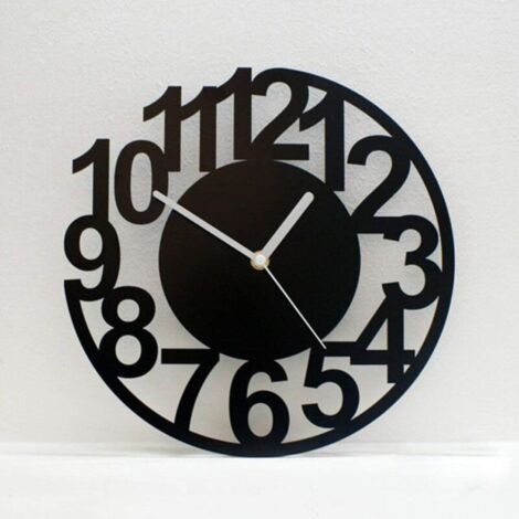 Horloge murale tendance, horloge numérique artistique, horloge murale style salon [créative] grande horloge murale silencieuse [moderne] horloge décorative simple - noire 35,5 cm