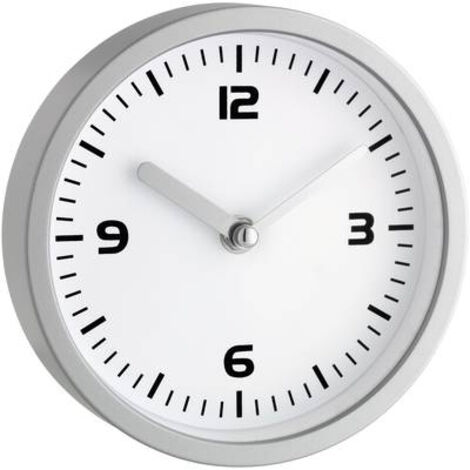 Horloge murale TFA Dostmann 60.3012 à quartz 16 cm x 45 mm argent pour salle de bain / pièce humide