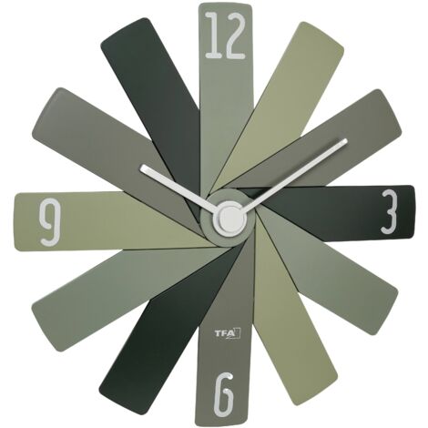 Horloge murale TFA Dostmann 60.3020.04 à quartz 400 mm x 37 mm x 400 mm vert, olive, vert forêt mécanisme d'horloge silencieux R053532