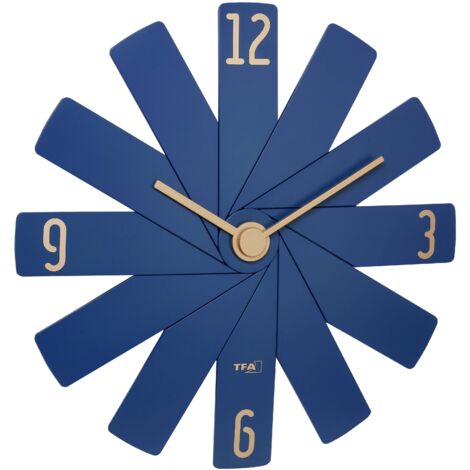 Horloge murale TFA Dostmann 60.3020.06 à quartz 40 cm x 3.7 cm x 40 cm bleu, bleu nuit mécanisme d'horloge silencieux