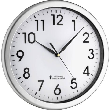 Horloge murale TFA Dostmann 60.3519.02 radiopiloté(e) 30.8 cm x 4.3 cm argent Y860891