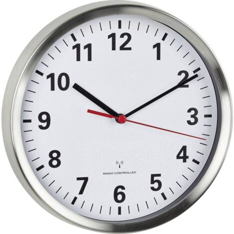 Horloge murale TFA Dostmann 60.3529.02 radiopiloté(e) 22 cm x 4.5 cm aluminium mécanisme d'horloge silencieux, fonction d'économie d'énergie D822931