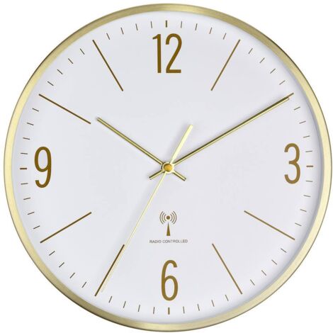 Horloge murale TFA Dostmann 60.3534.53 radiopiloté(e) 30 cm x 4.5 cm x 30 cm or