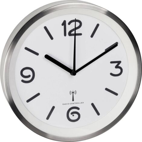 Horloge murale TFA Dostmann 60.3535.02 radiopiloté(e) 25.3 cm x 42 mm aluminium (brossé)