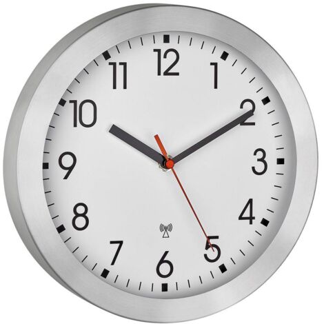 Horloge murale TFA Dostmann 60.3546.02 radiopiloté(e) 25 cm x 4 cm aluminium (brossé) X512562